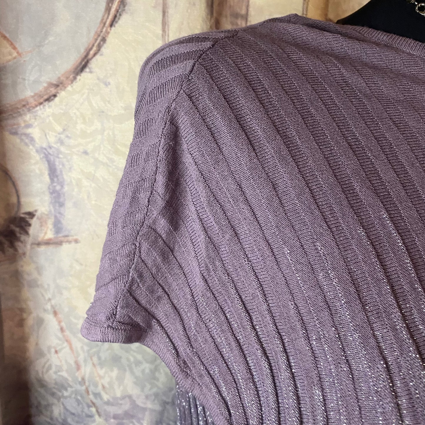 Vintage look purple off-shoulder blouse