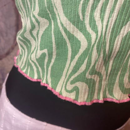 Green patterned crop top