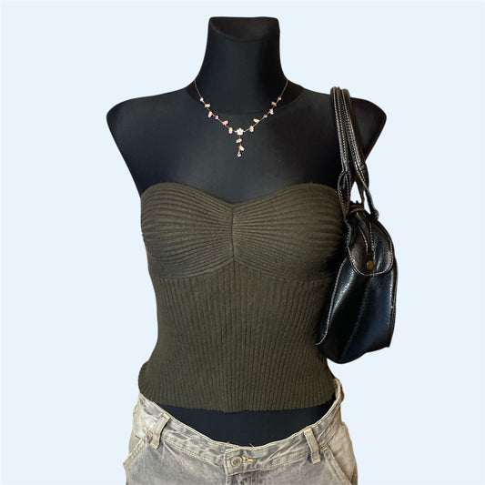 Olive strapless top
