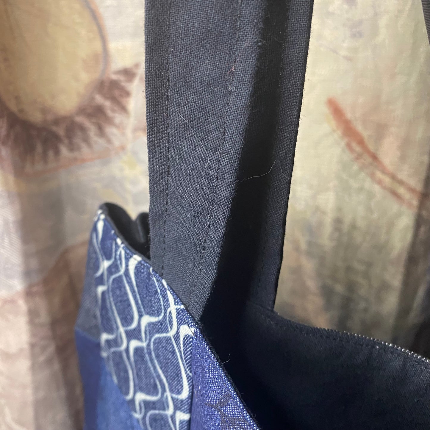 Vintage blue patchwork shoulder bag