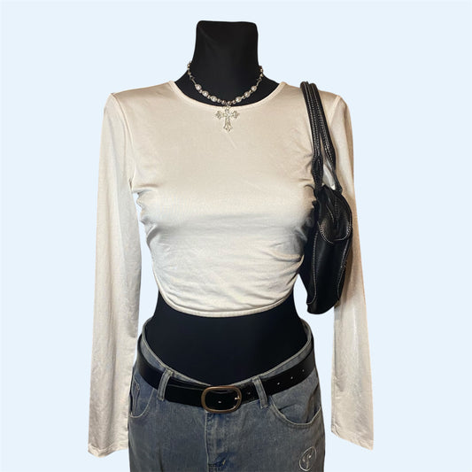 Open back long sleeve crop top