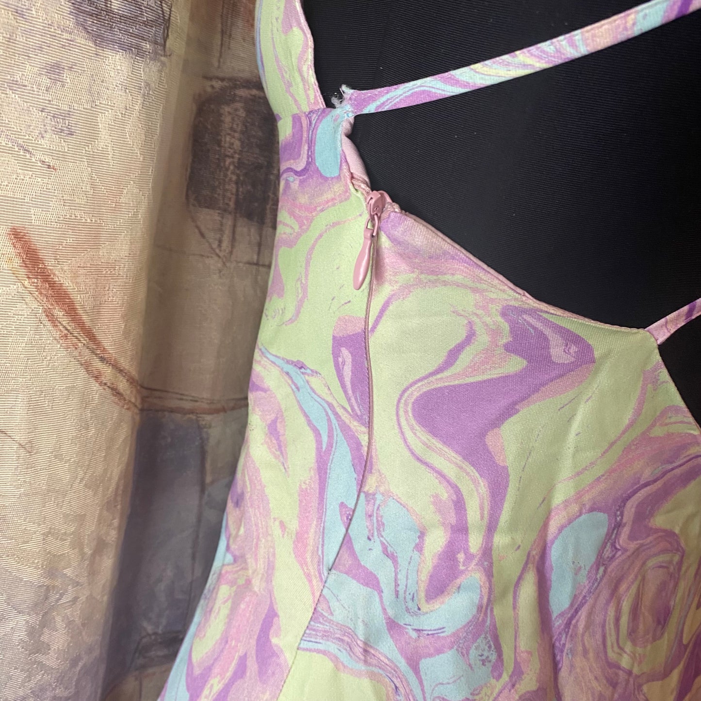 Zara open back colourful mini dress