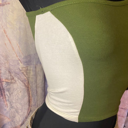 One-shoulder olive green top