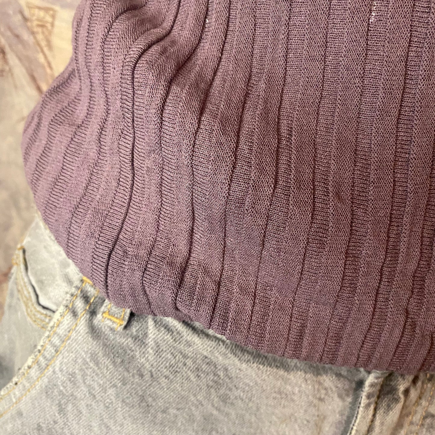 Vintage look purple off-shoulder blouse