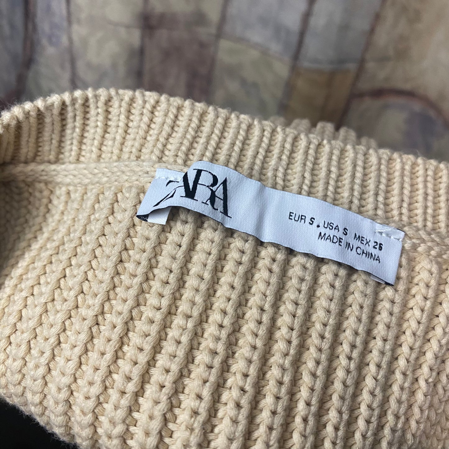 Beige long sleeve cover-up top