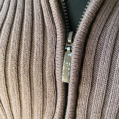 Brown knit zip-up jacket