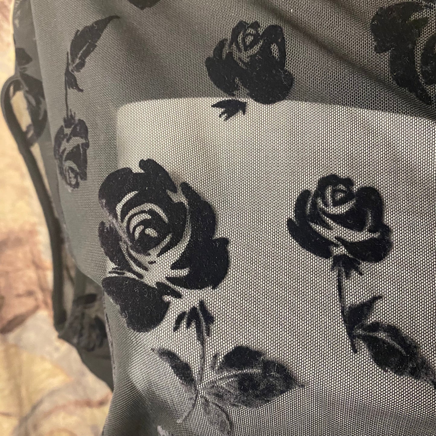 Off-shoulder floral mesh top