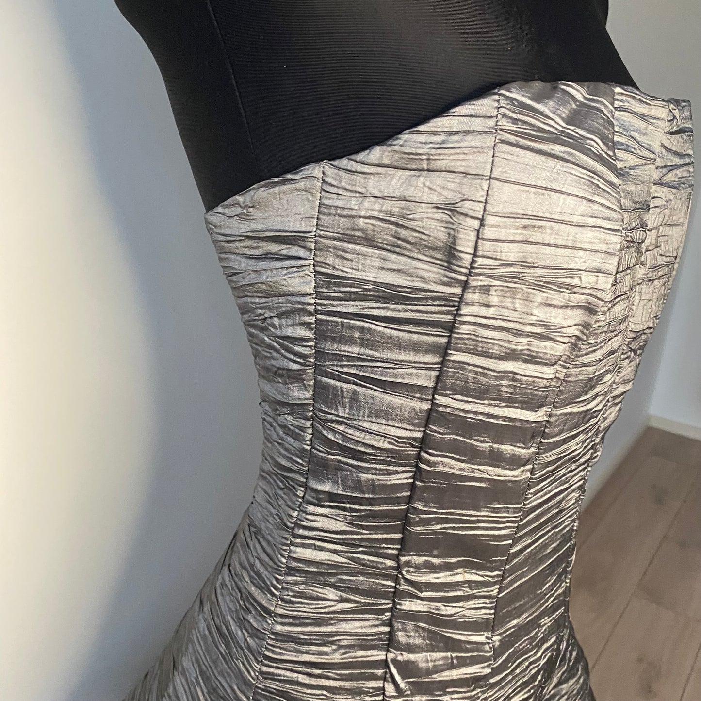 Vintage grey strapless dress