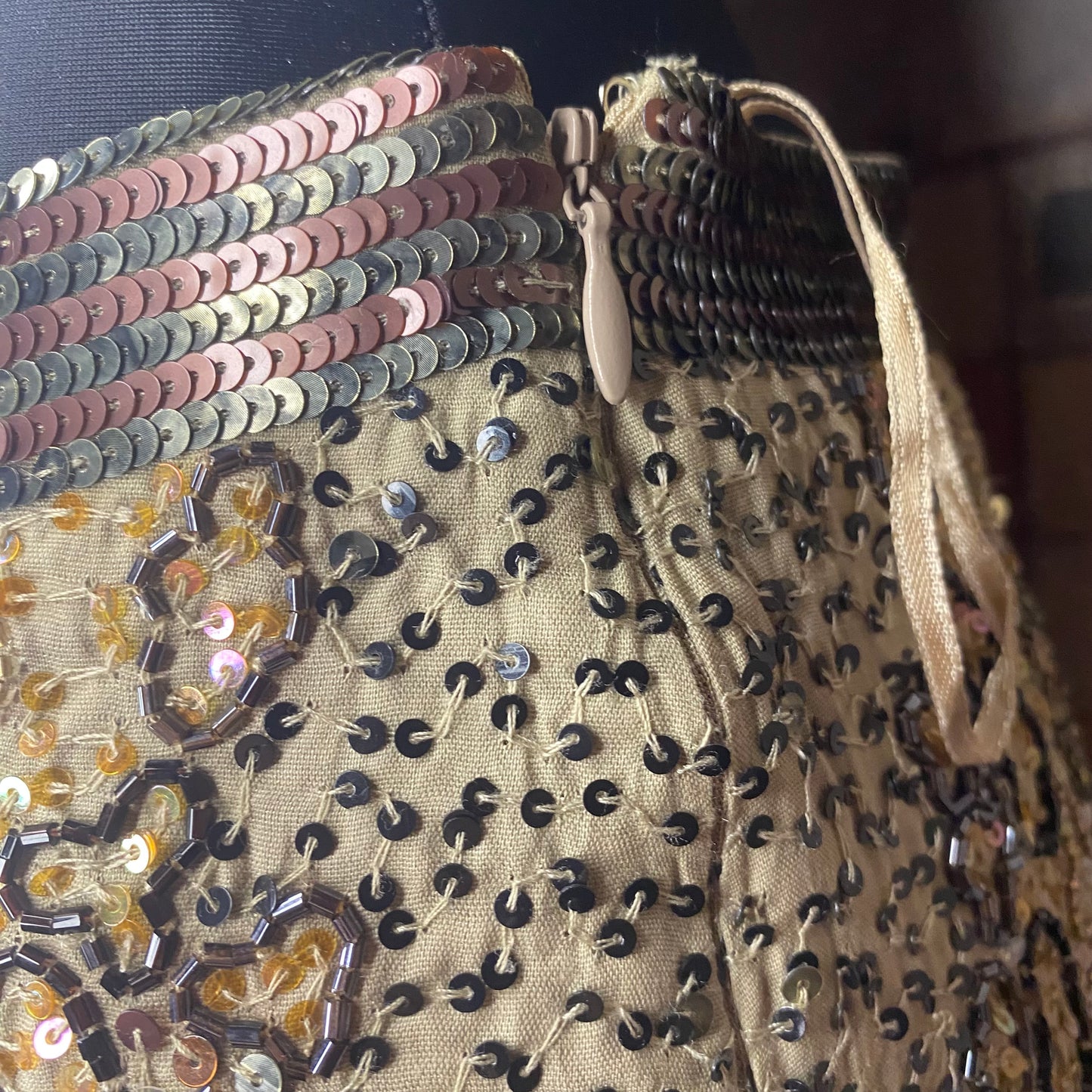 Italian brown sequin mini skirt