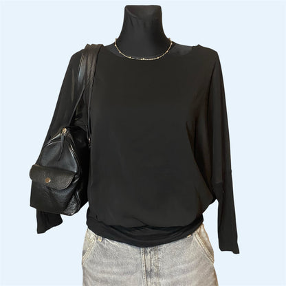 Vintage french designer black blouse