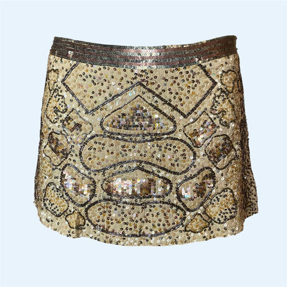 Italian brown sequin mini skirt