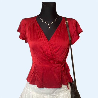 Red Zara wrap top