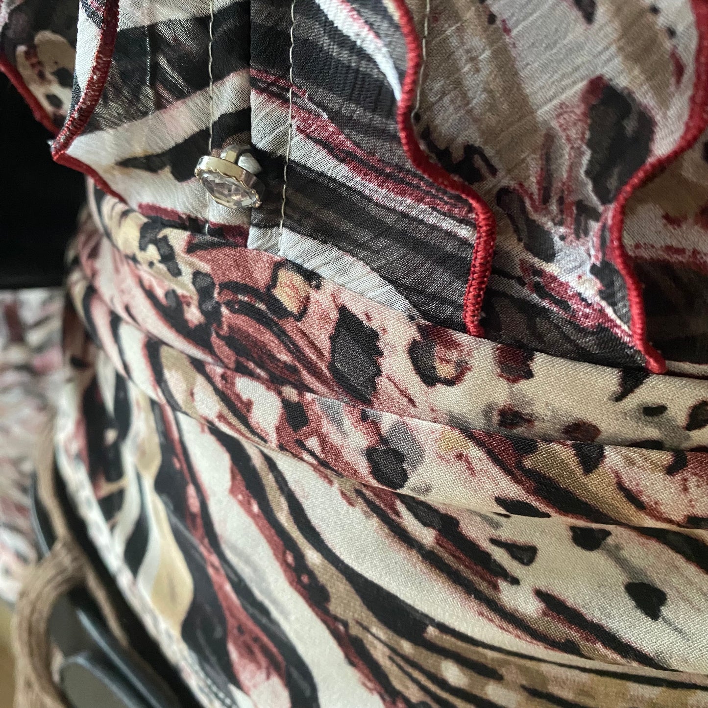 Vintage patterned and ruffled blouse