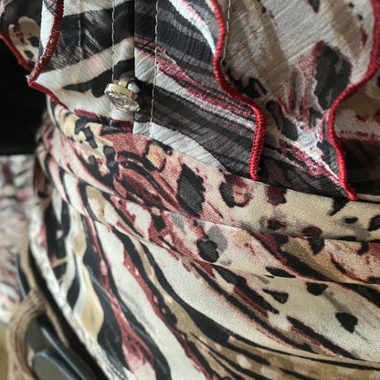 Vintage patterned and ruffled blouse