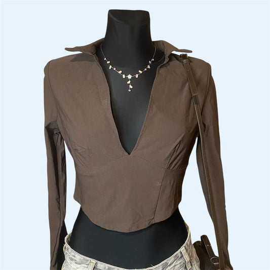 Brown cropped blouse