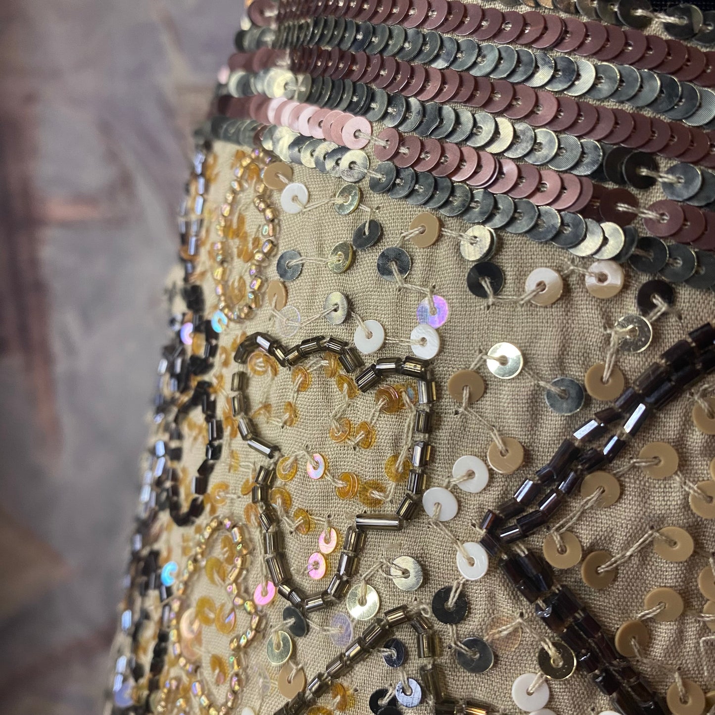 Italian brown sequin mini skirt