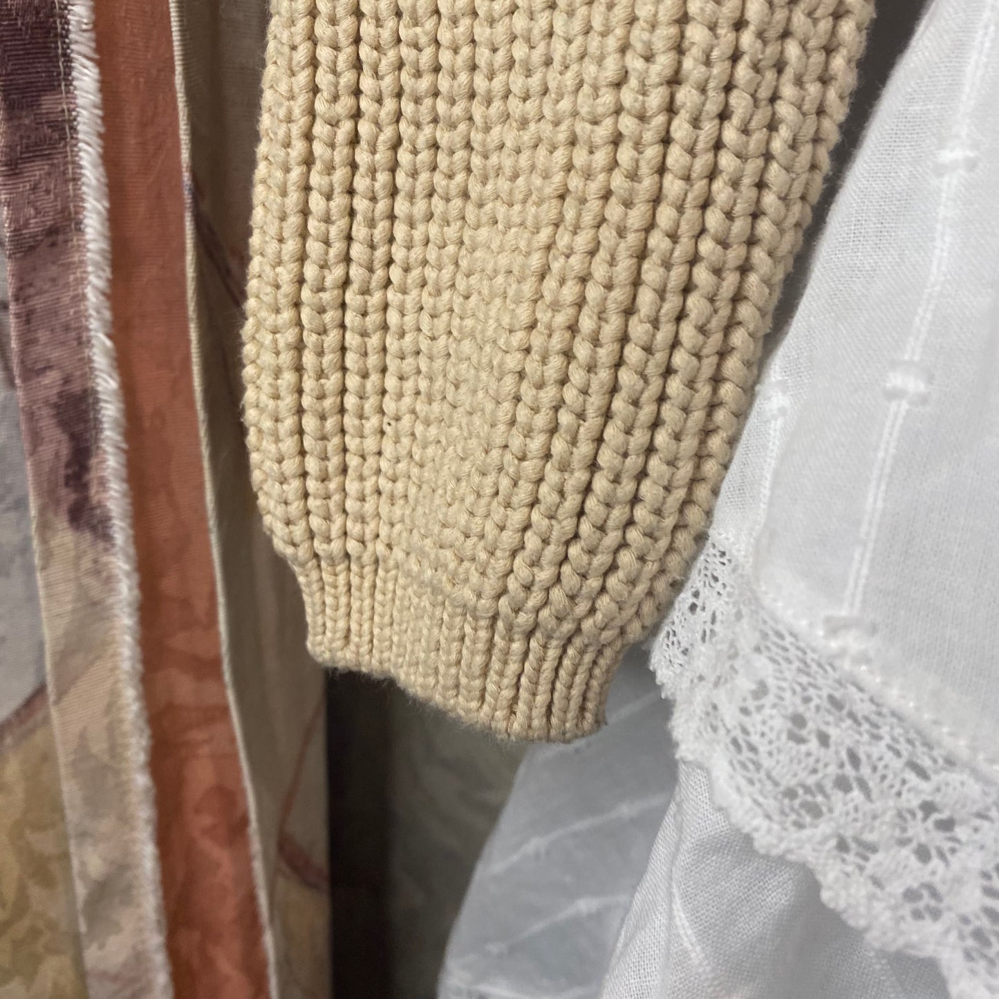 Beige long sleeve cover-up top